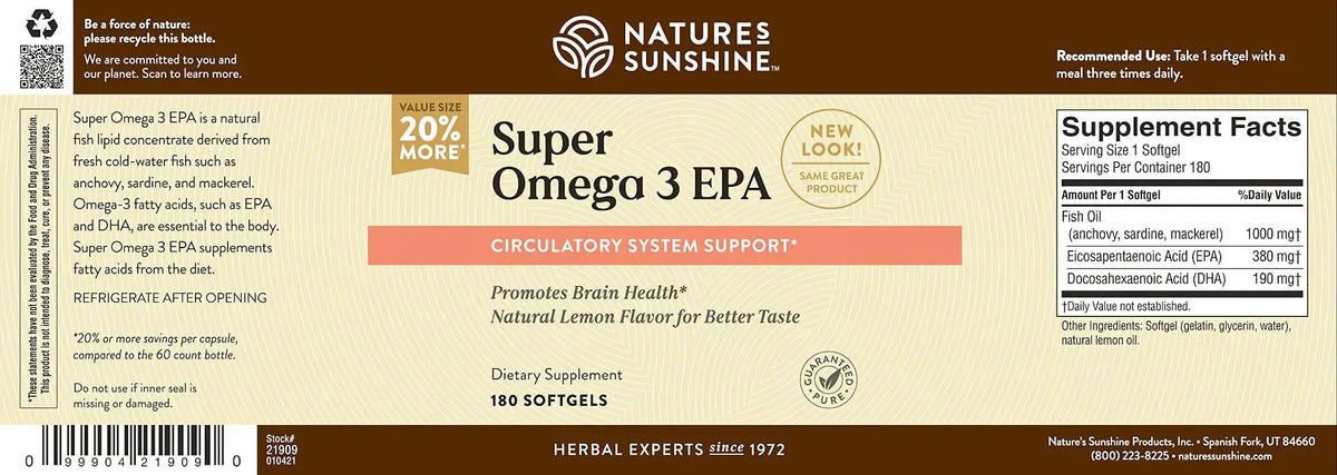 Nature's Sunshine Super Omega-3 EPA - 180 Softgels - image 7