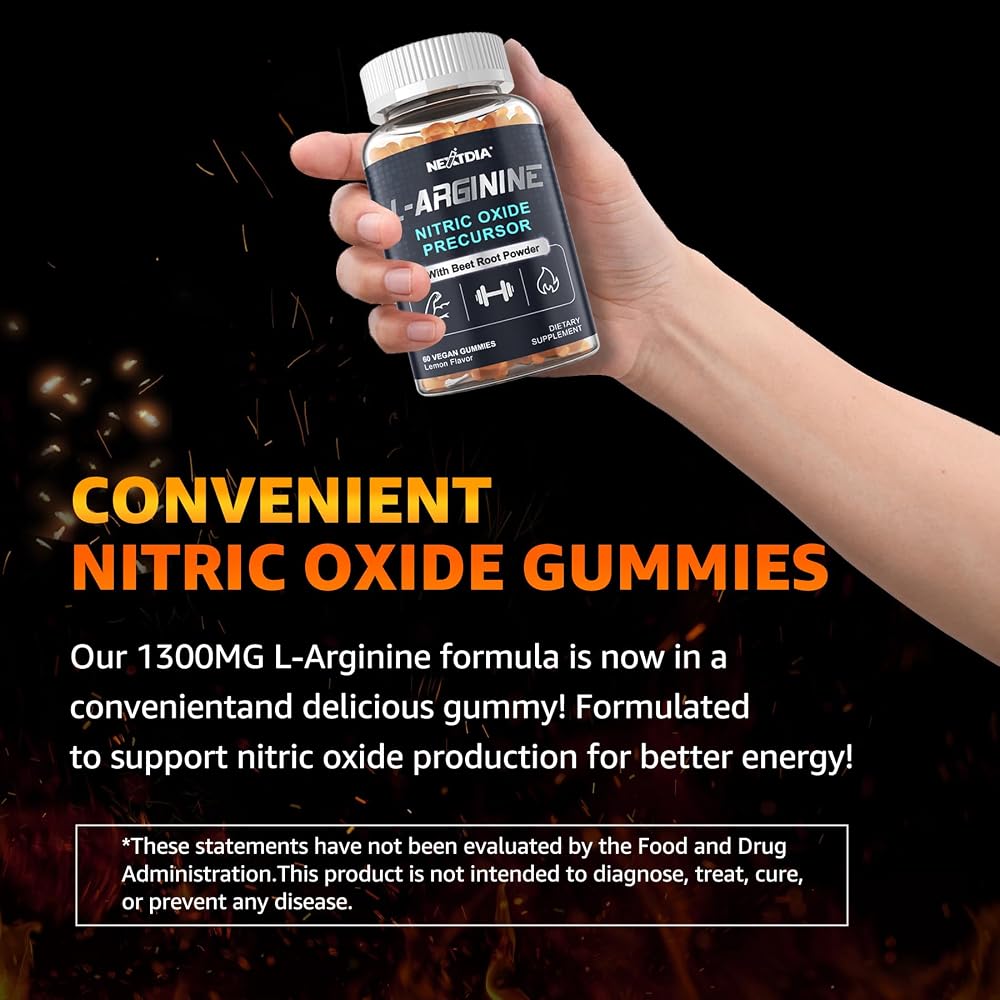 Nextdia Sugar Free L Arginine Nitric Oxide Gummies 400mg for Men