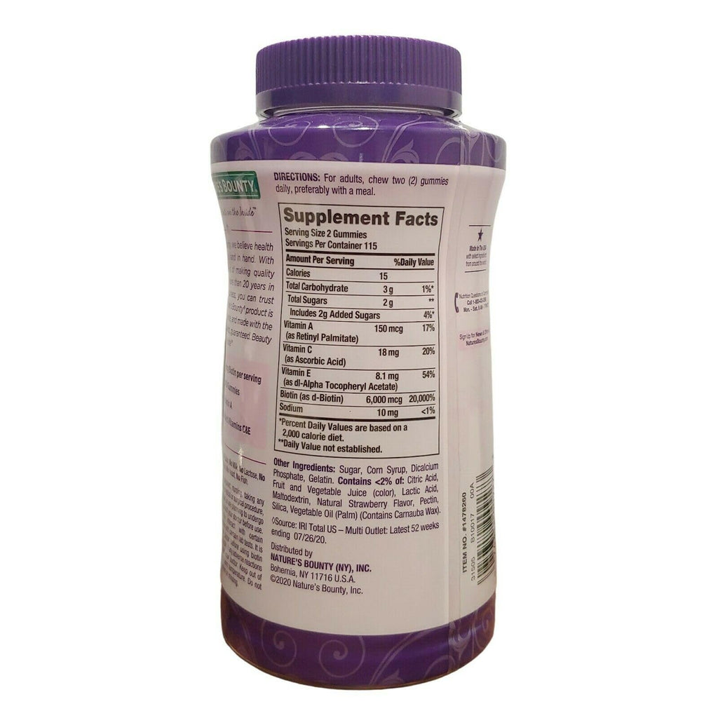Nature's Bounty Hair, Skin & Nails Gummies with Biotin - 230 Count - image 3