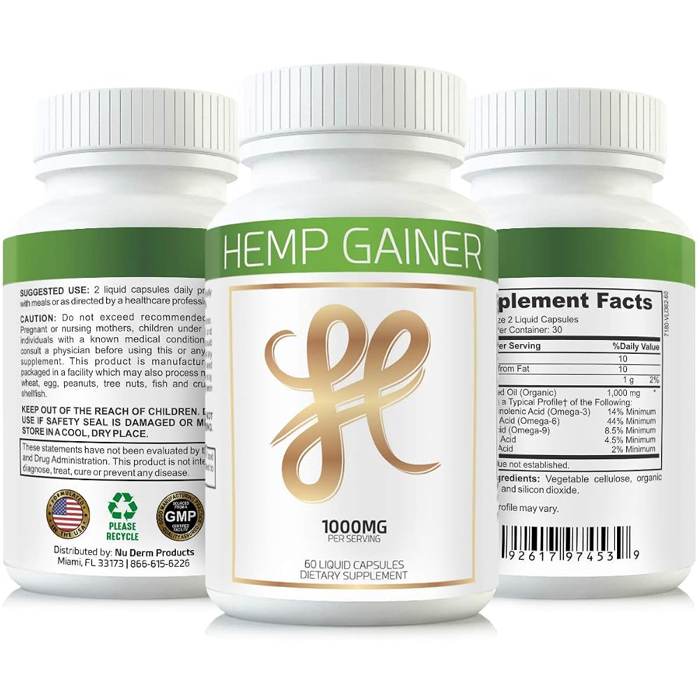 Hemp Gainer Weight Gain Pills Appetite Booster - 60 Capsules - image 4