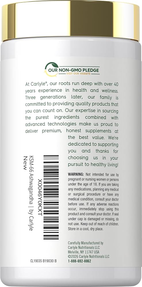 Carlyle KSM-66 Ashwagandha Root Extract 600mg - 120 Caplets - image 3