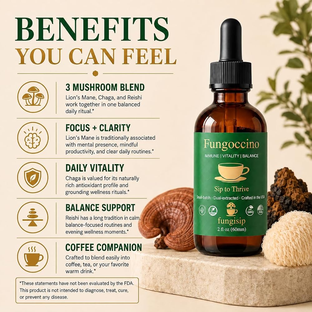 FUNGISIP Fungoccino Mushroom Coffee Booster Drops - 2 oz - image 3