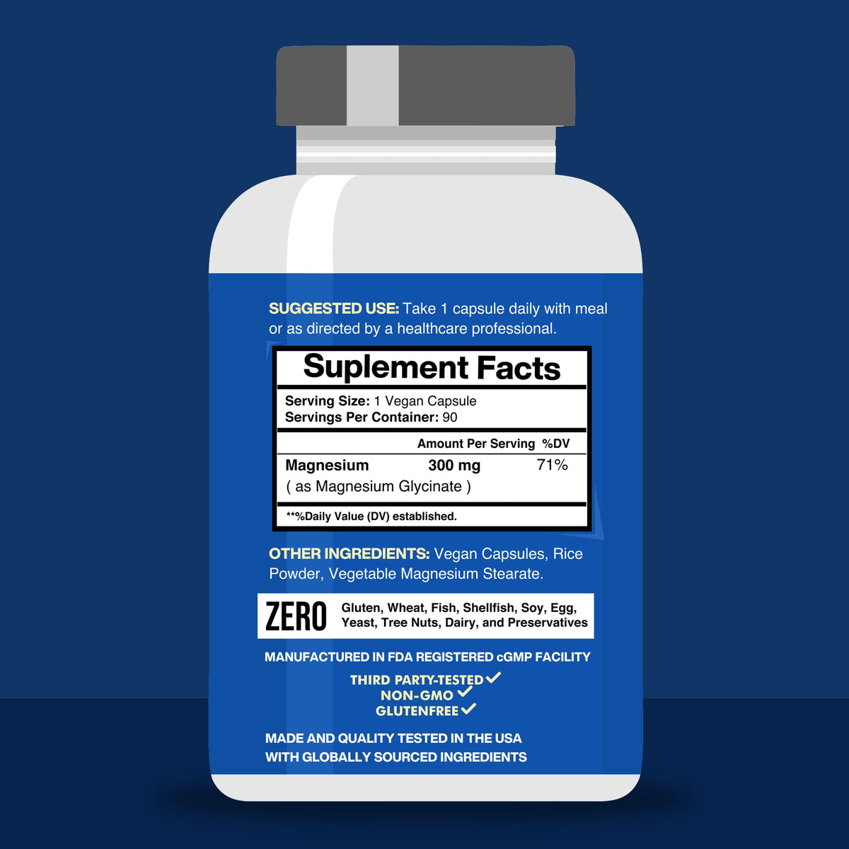 American Standard Supplements Magnesium Glycinate 300mg - 90 Capsules - image 3