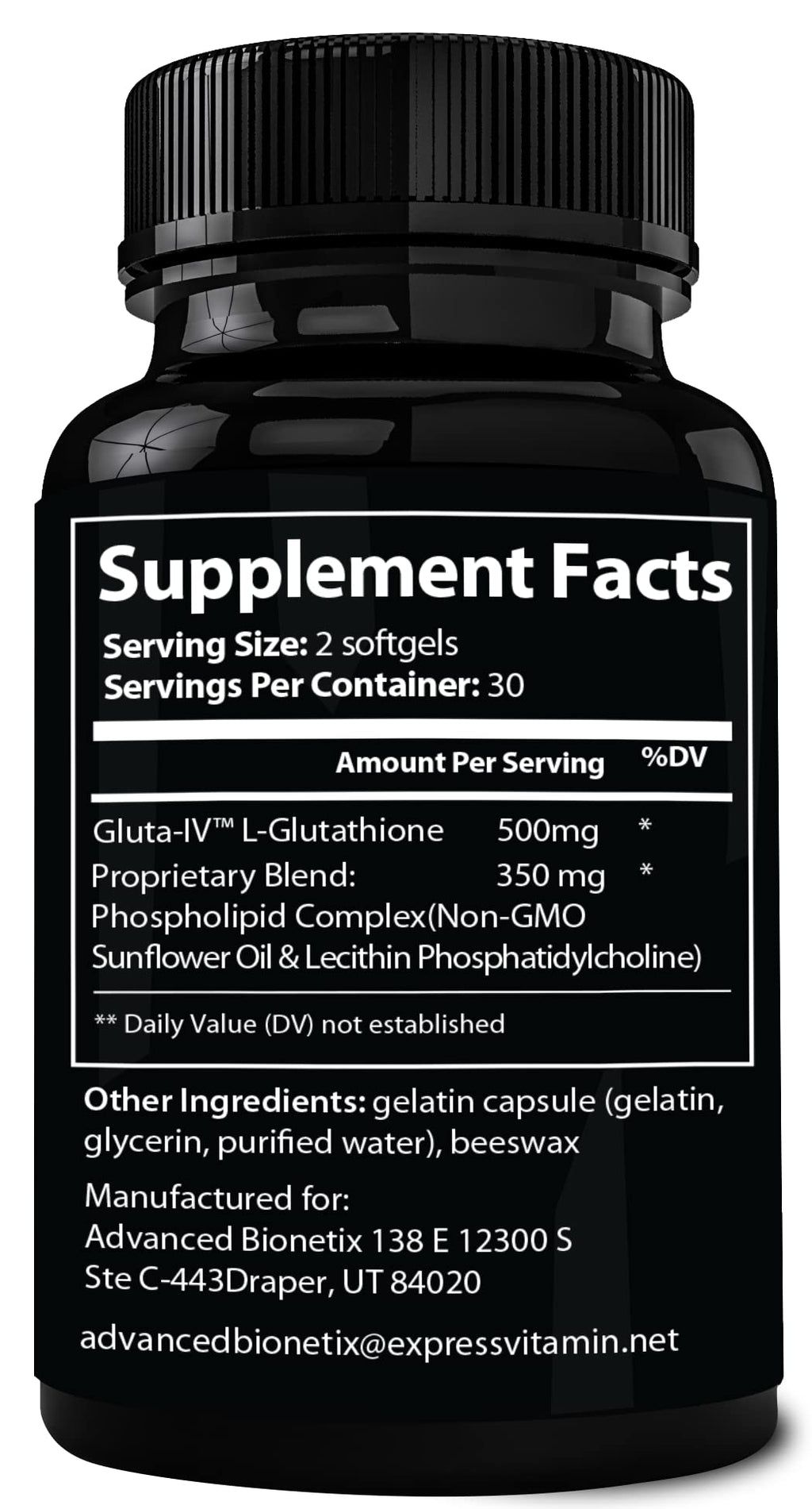 Advanced Bionetix 850mg Liposomal Glutathione - 60 Softgels - image 6
