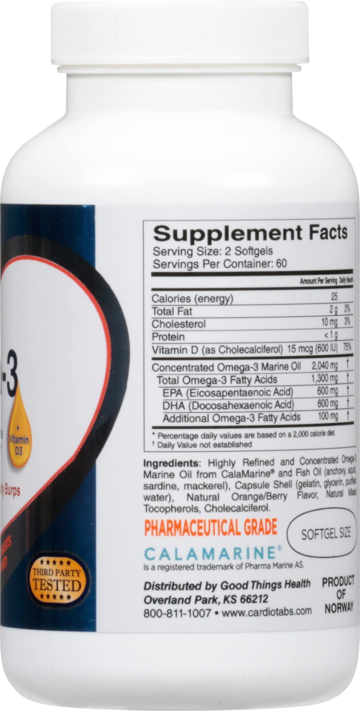 CardioTabs Omega-3 Extra Strength with Vitamin D3 - 120 Softgels - image 3