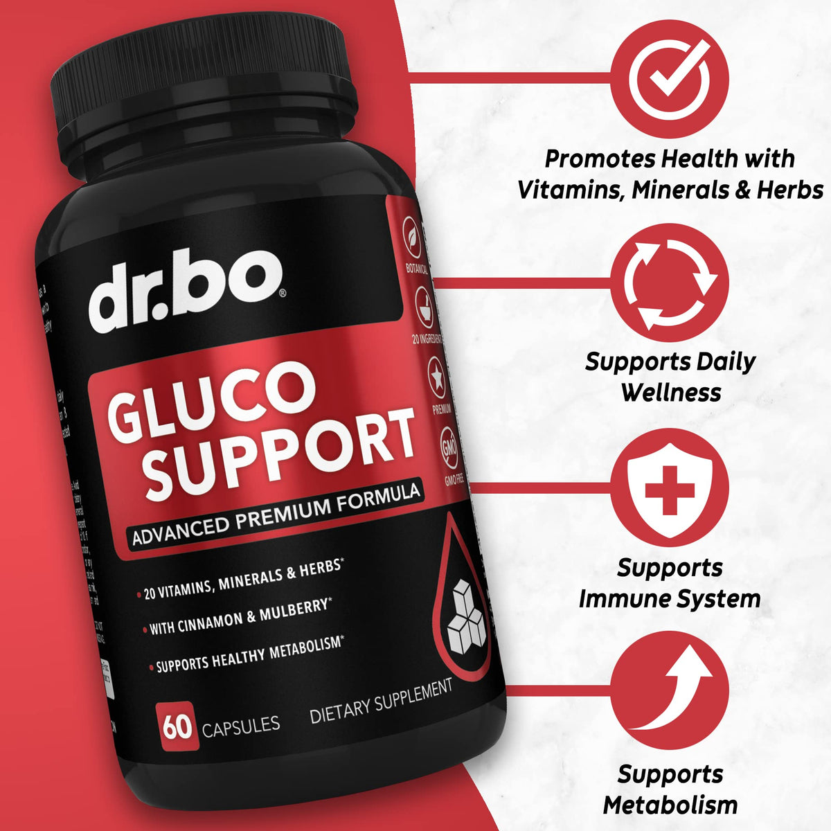 DR. BO Gluco Support Supplement Metabolism Boost - 60 Capsules - image 2