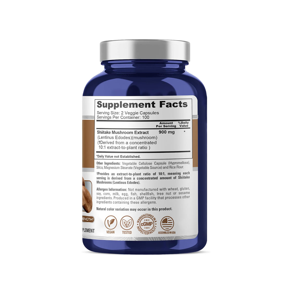 NusaPure Shiitake Mushroom 900mg - 200 Vegetarian Capsules - image 3