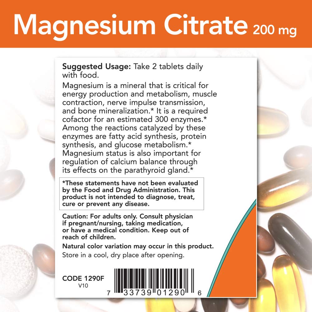 NOW Foods Magnesium Citrate 200 mg - 100 Tablets - image 3