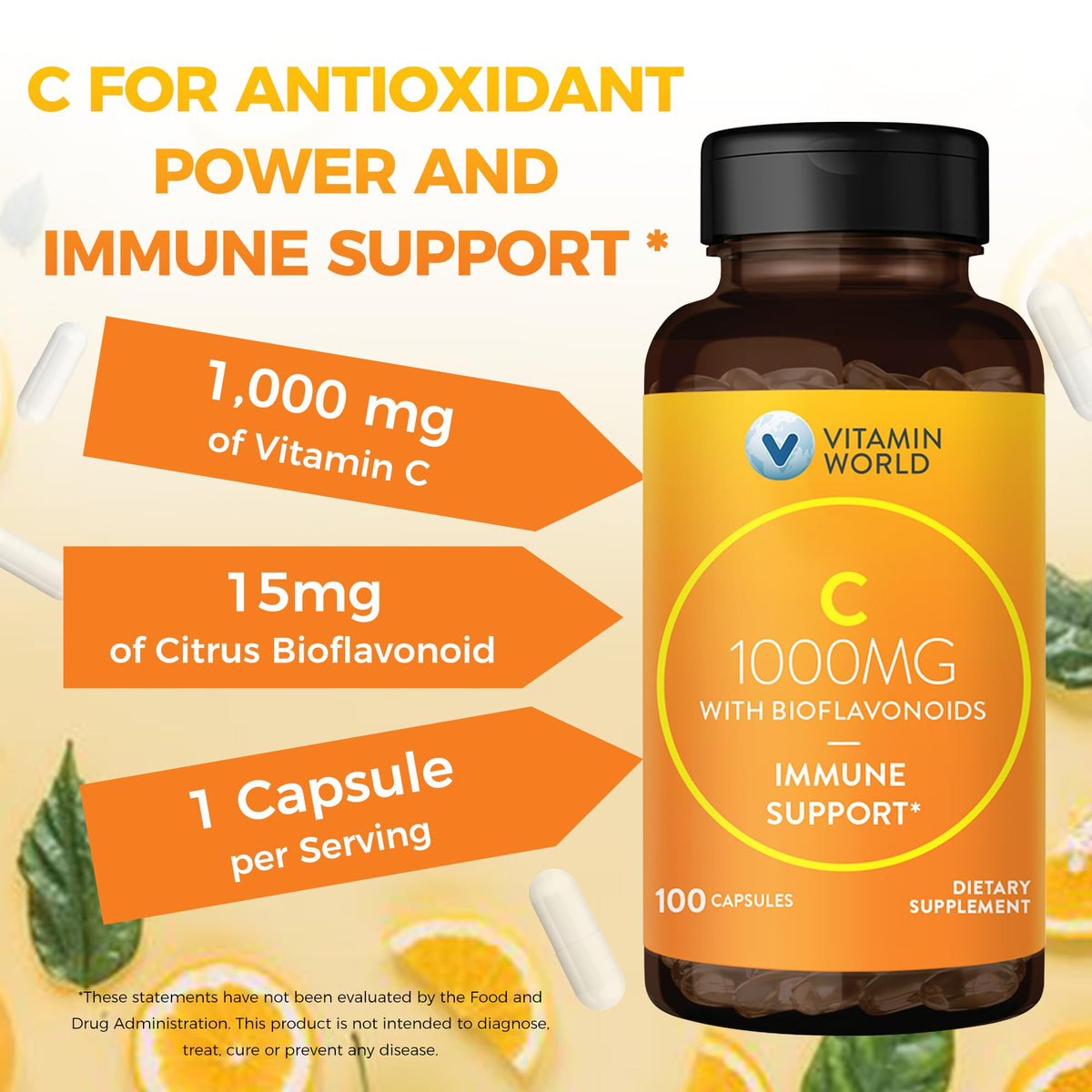 Vitamin World Vitamin C 1000 mg with Bioflavonoids - 100 Capsules - image 5