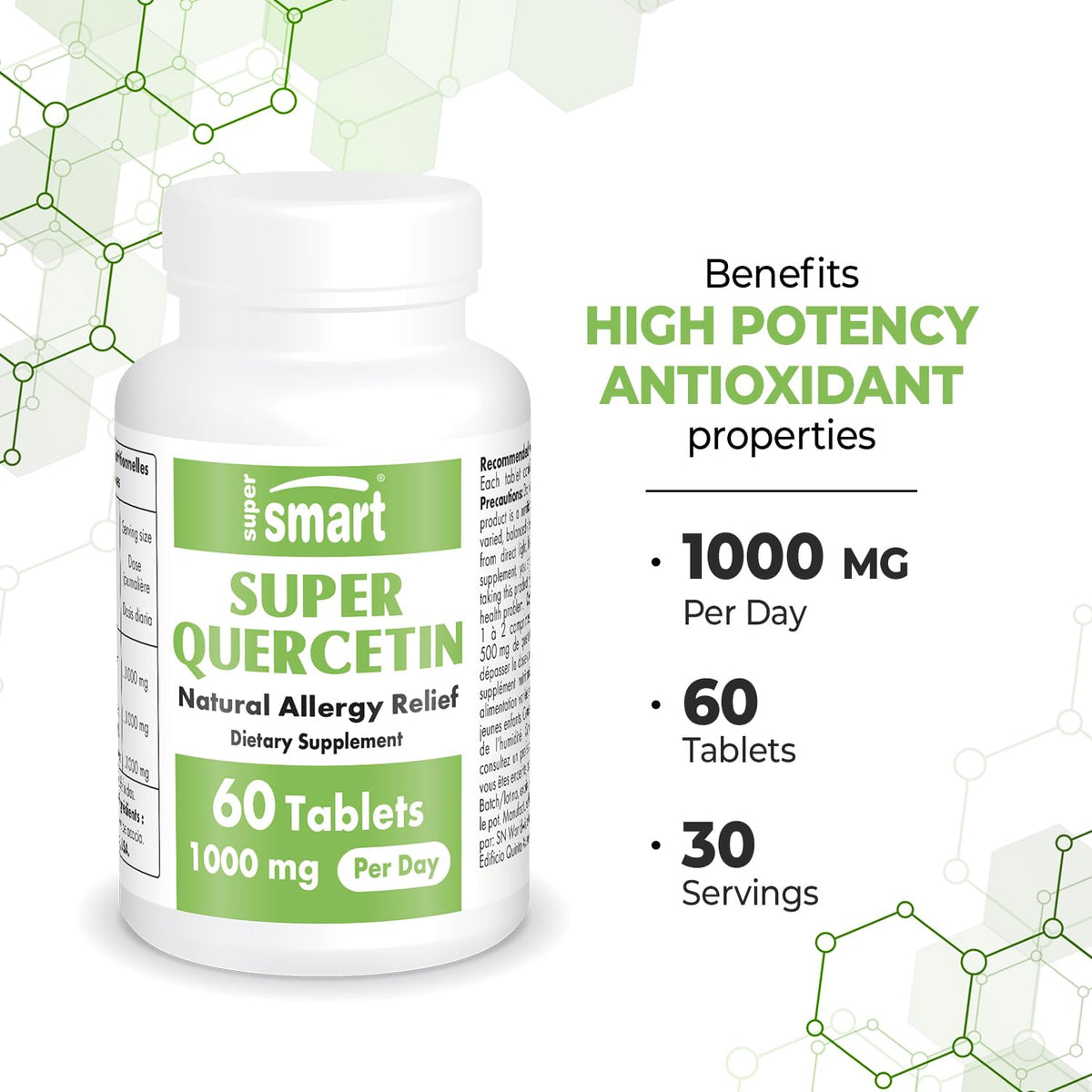Supersmart Super Quercetin 1000mg Antioxidant - 60 Tablets - image 5