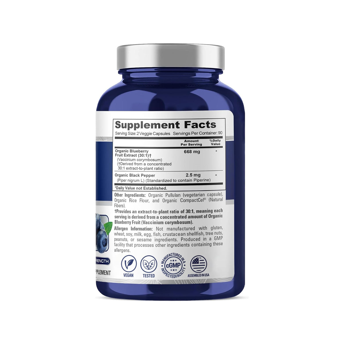 NusaPure Organic Blueberry Vegan - 180 Vegetarian Capsules - image 2