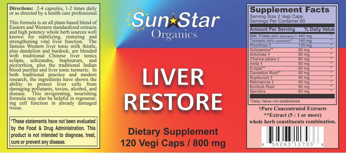 Sun Star Organics Liver Restore - 120 Capsules
