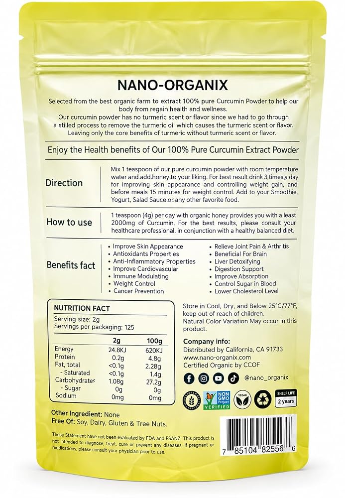 NANO-ORGANIX Organic Curcumin Powder from Vietnam - 5.2 oz - image 2