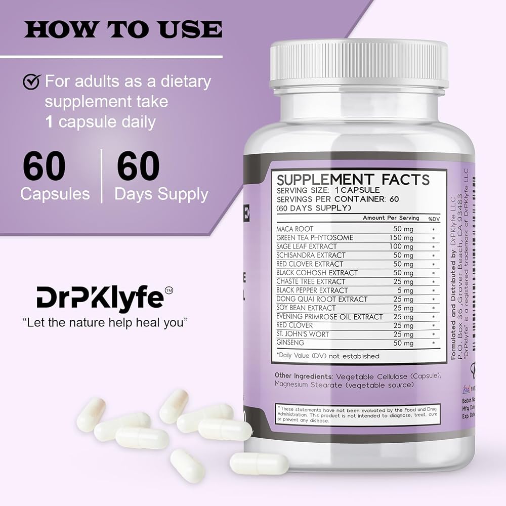 DrPKLyfe Menopause Support Capsules 655mg - 60 Count - image 3