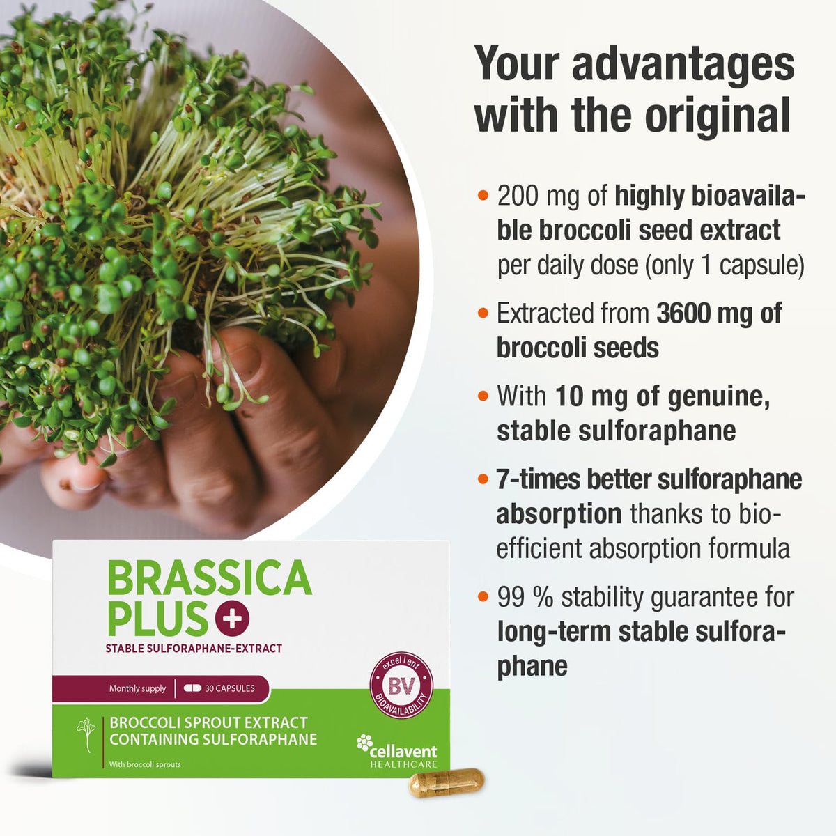 Cellavent Brassica Plus Sulforaphane Capsules - 30 Count - image 3