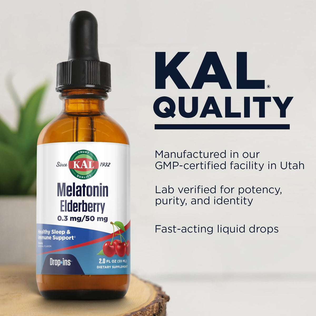 KAL Melatonin Elderberry DropIns Liquid Cherry - 2 Fl Oz - image 4