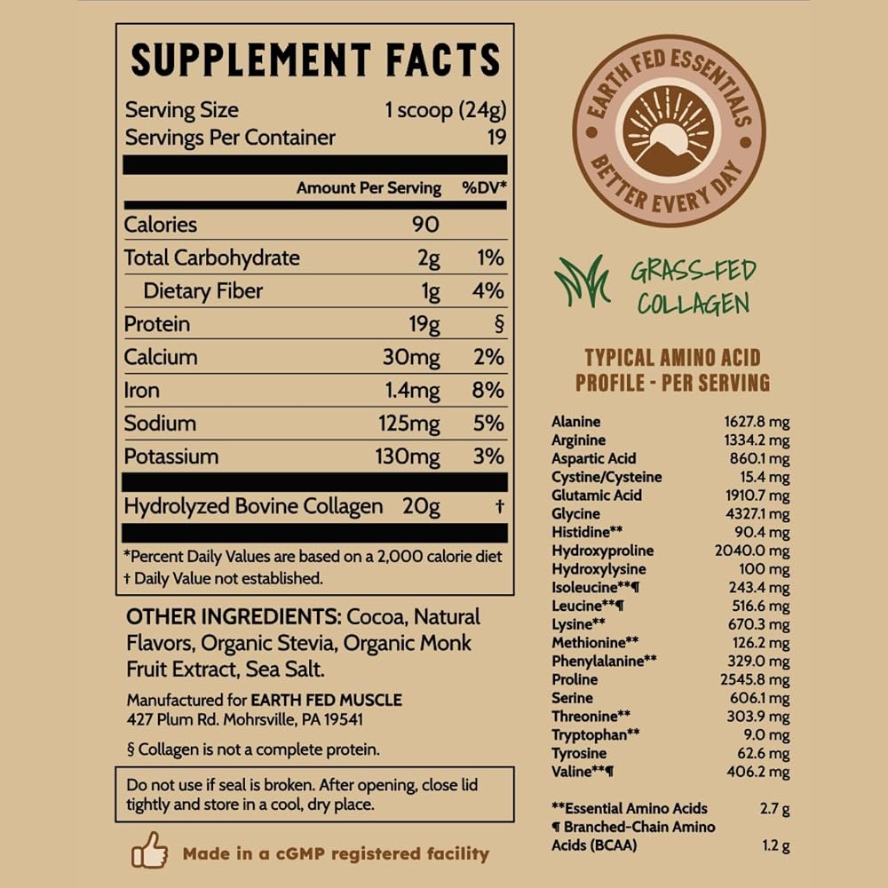 Earth Fed Muscle Keystone Plus Collagen Peptides Powder - Full