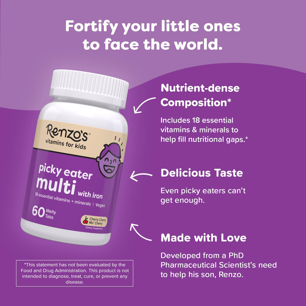 Renzo's Picky Eater Kids Multivitamin with Iron - 60 Tablets - image 3