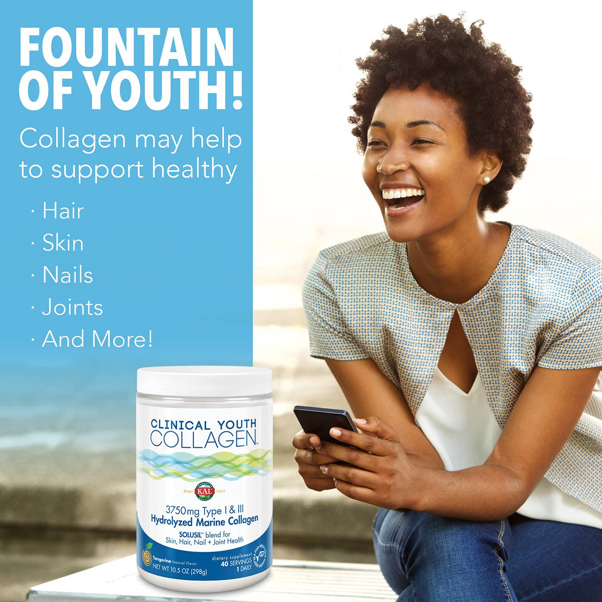 KAL Clinical Youth Collagen 3750 mg Type I & III - 10.5 oz - image 3
