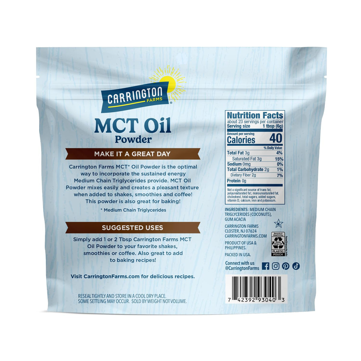 Carrington Farms Organic MCT Oil Powder - 5 Ounce - image 3
