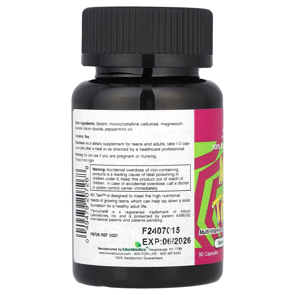 Futurebiotics M.V. Teen Multivitamin - 90 Vegetarian Capsules - image 3