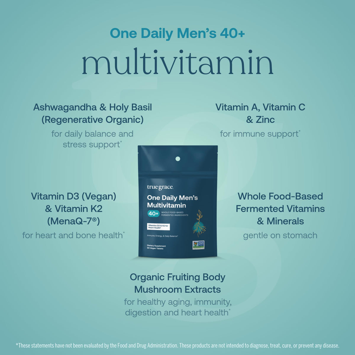 True Grace Men's 40+ One Daily Multivitamin Fermented Minerals