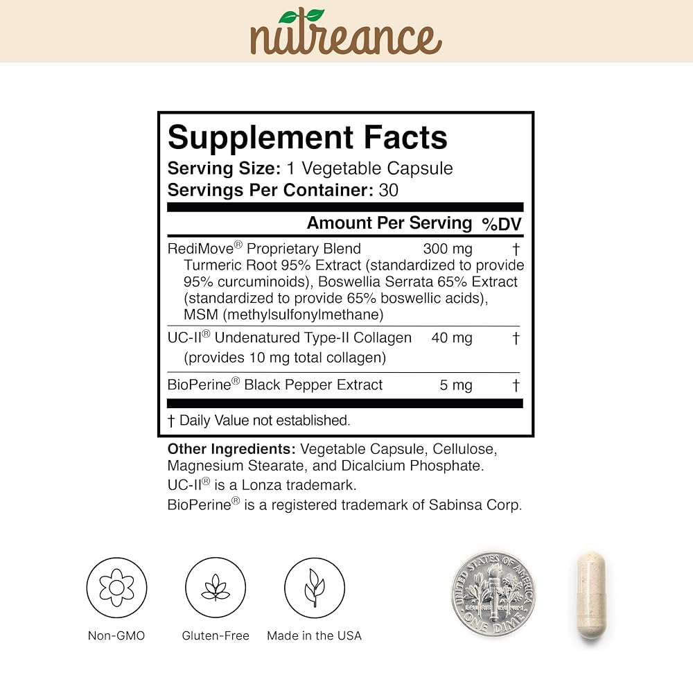 RediMove Natural Joint Support Supplement for Mobility - 30 Vegetarian Capsules - image 4
