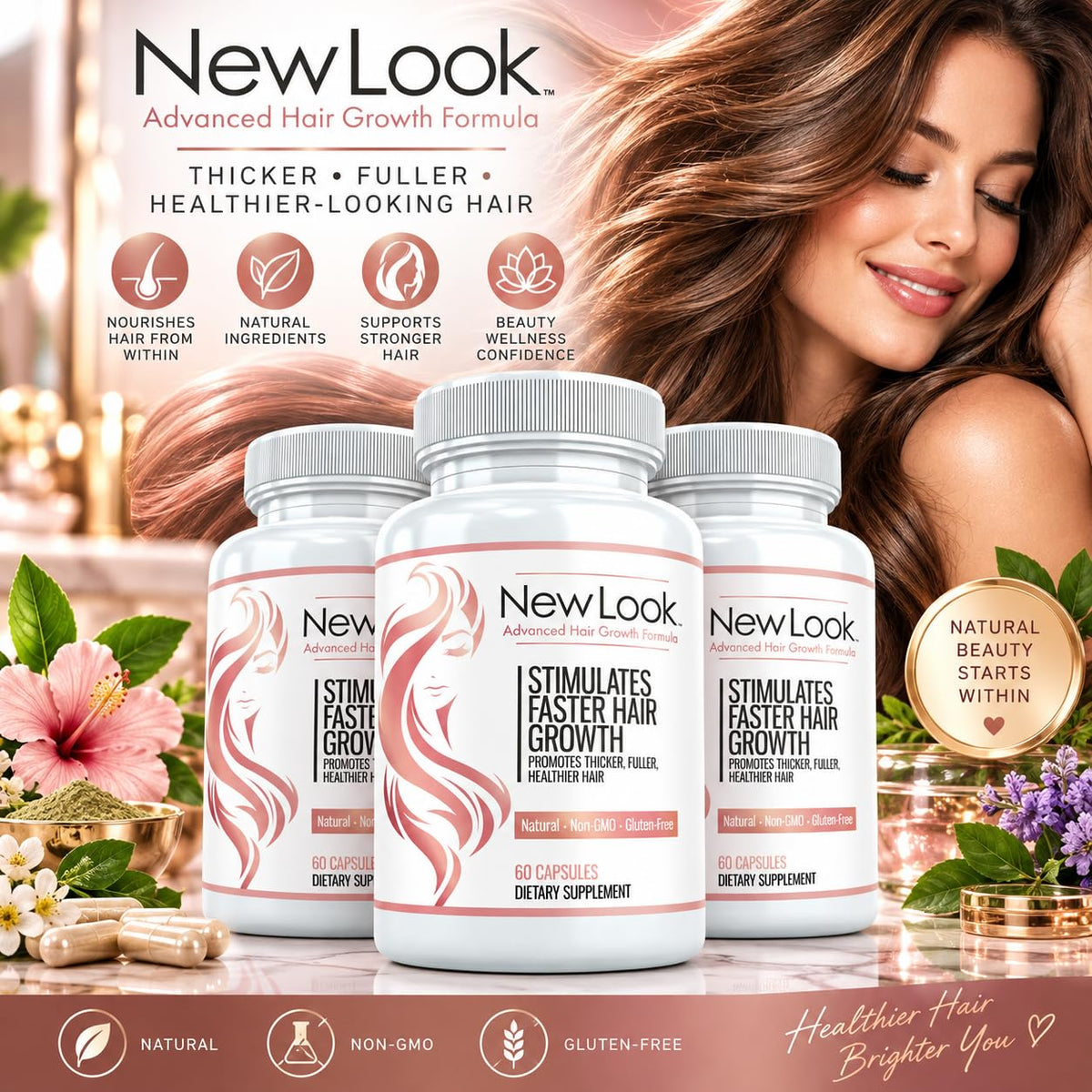 New Look Hair, Skin & Nails Supplement with Biotin - 180 Capsules - image 2