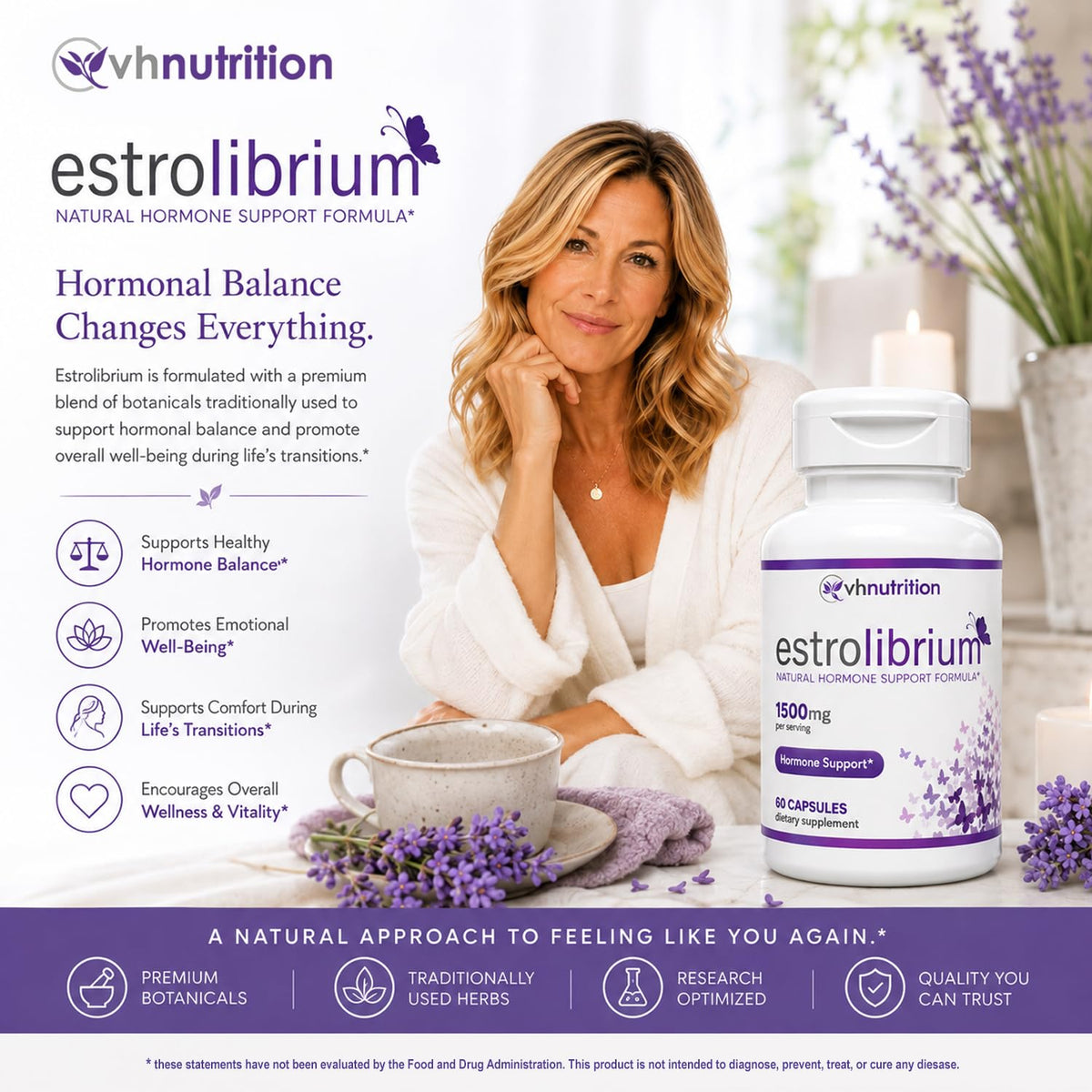 VH Nutrition ESTROLIBRIUM Hormone Balance for Women - 60 Capsules - image 3