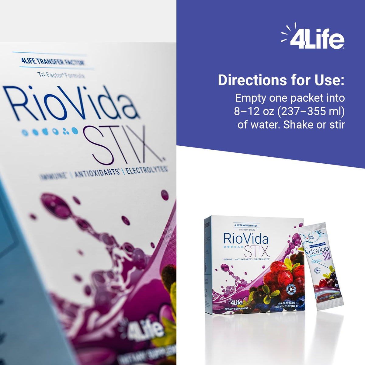 4Life Transfer Factor RioVida Stix Immune Support Drink Mix - 15 Packets - image 5