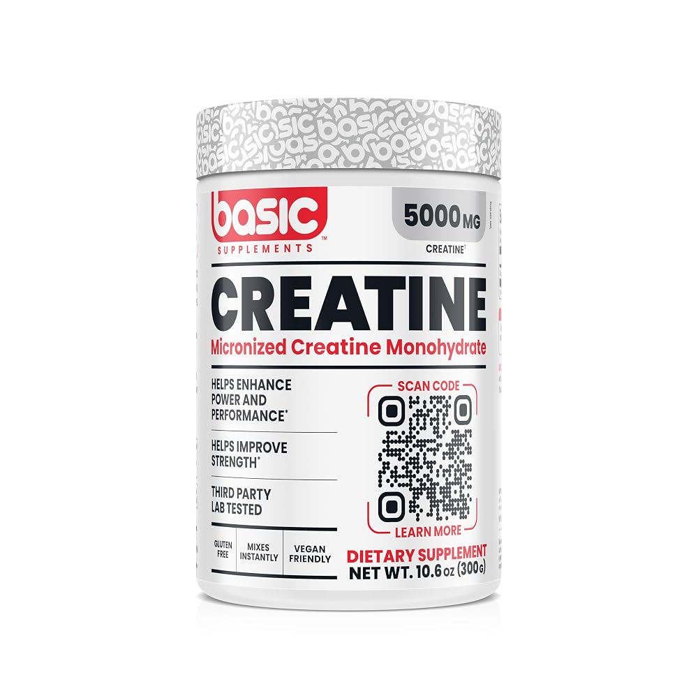 BASIC SUPPLEMENTS Micronized Creatine Monohydrate 5000mg - 10.6 oz