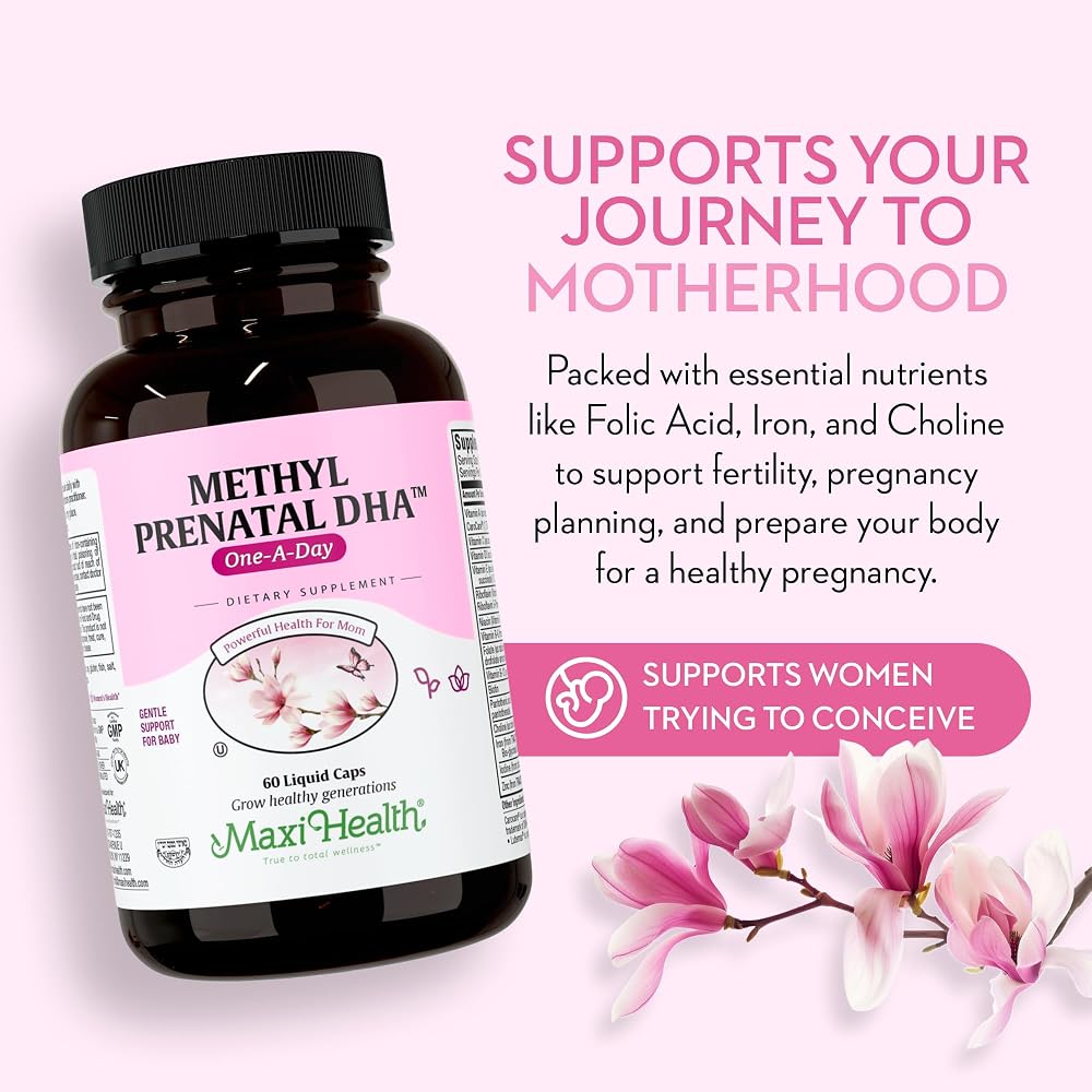 Maxi Health Prenatal Vitamins with DHA & Folic Acid - 60 Capsules - image 2