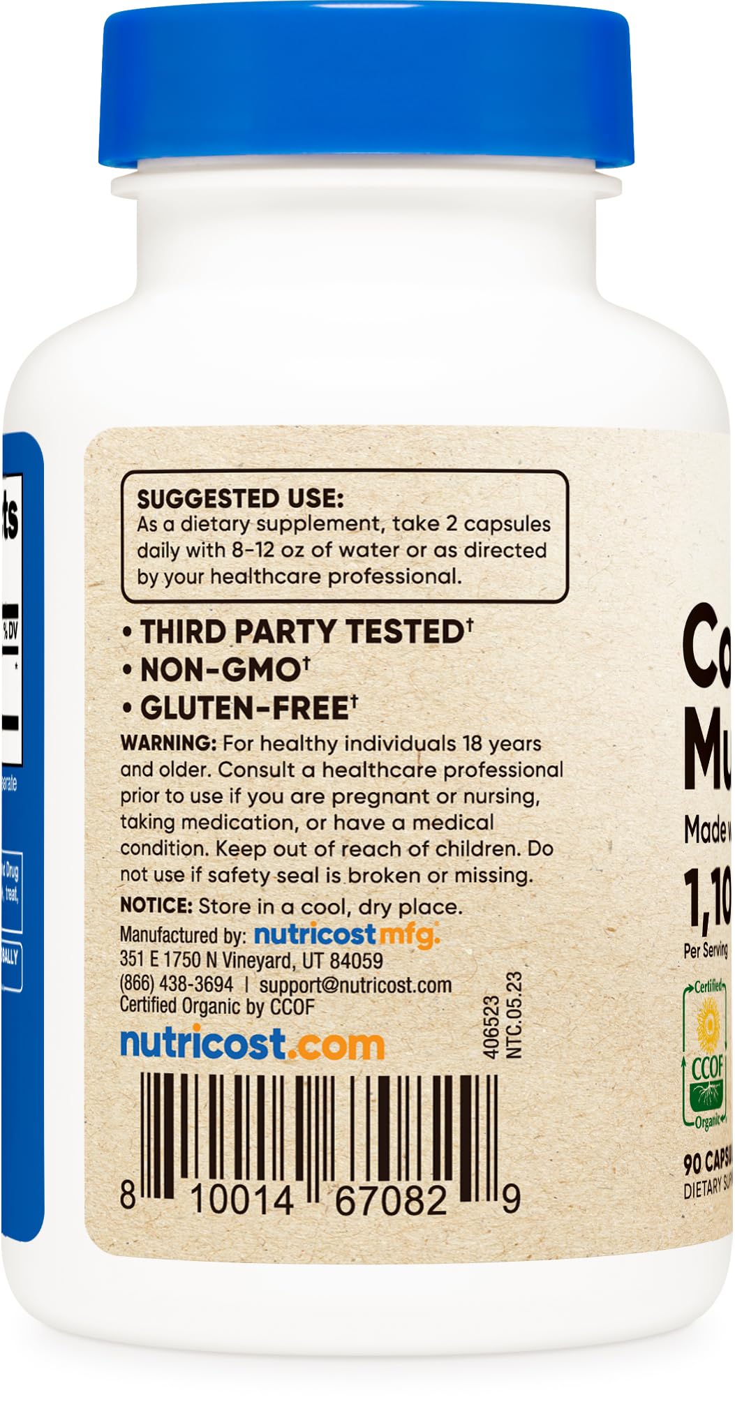 Nutricost Organic Cordyceps Mushroom Capsules 1100mg - Certified CCOF