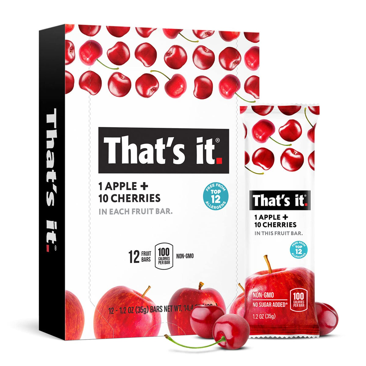 That's it. Apple + Cherry 100% Natural Fruit Bar - 12 Pack