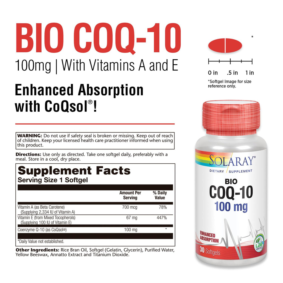 SOLARAY Bio CoQ10 100 mg - 30 Softgels - image 3
