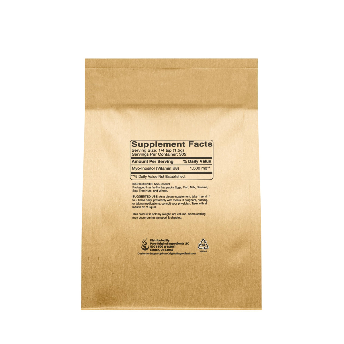 PURE ORIGINAL INGREDIENTS Inositol Vitamin B8 Powder - 1 Lb - image 2
