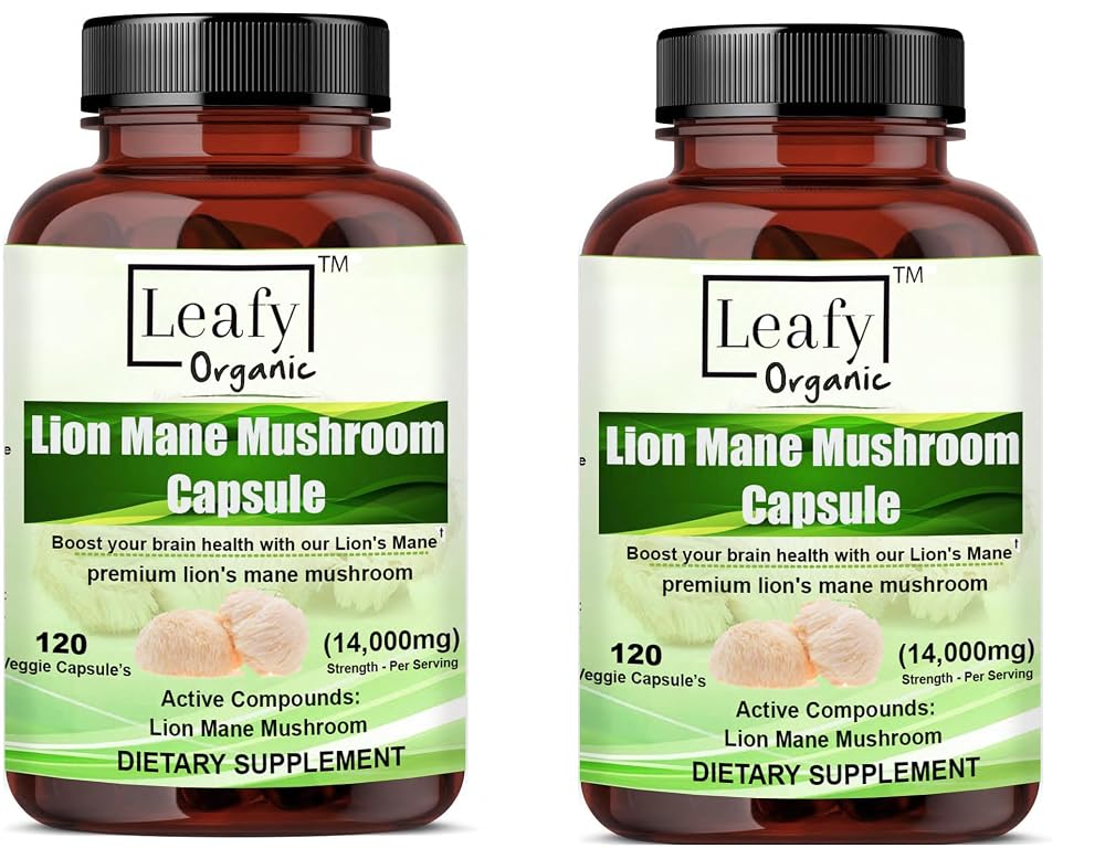 Leafy Organic Lion's Mane Super Mushroom - 120 Vegetarian Capsules