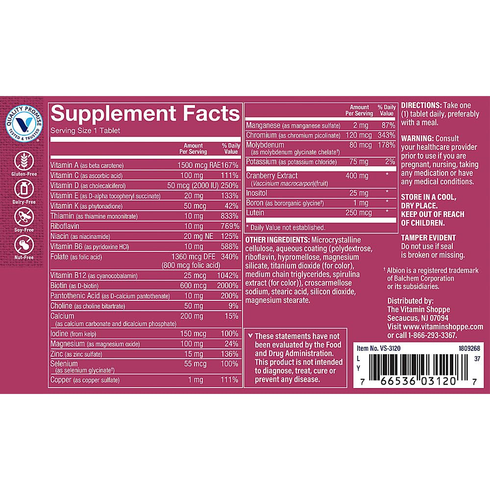 The Vitamin Shoppe Once Daily Women's Multivitamin No Iron - 180 Tablets - image 3