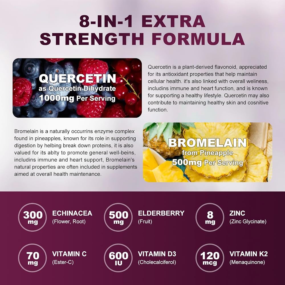 GORNVB Quercetin Gummies - Quercetin with Bromelain 1000mg