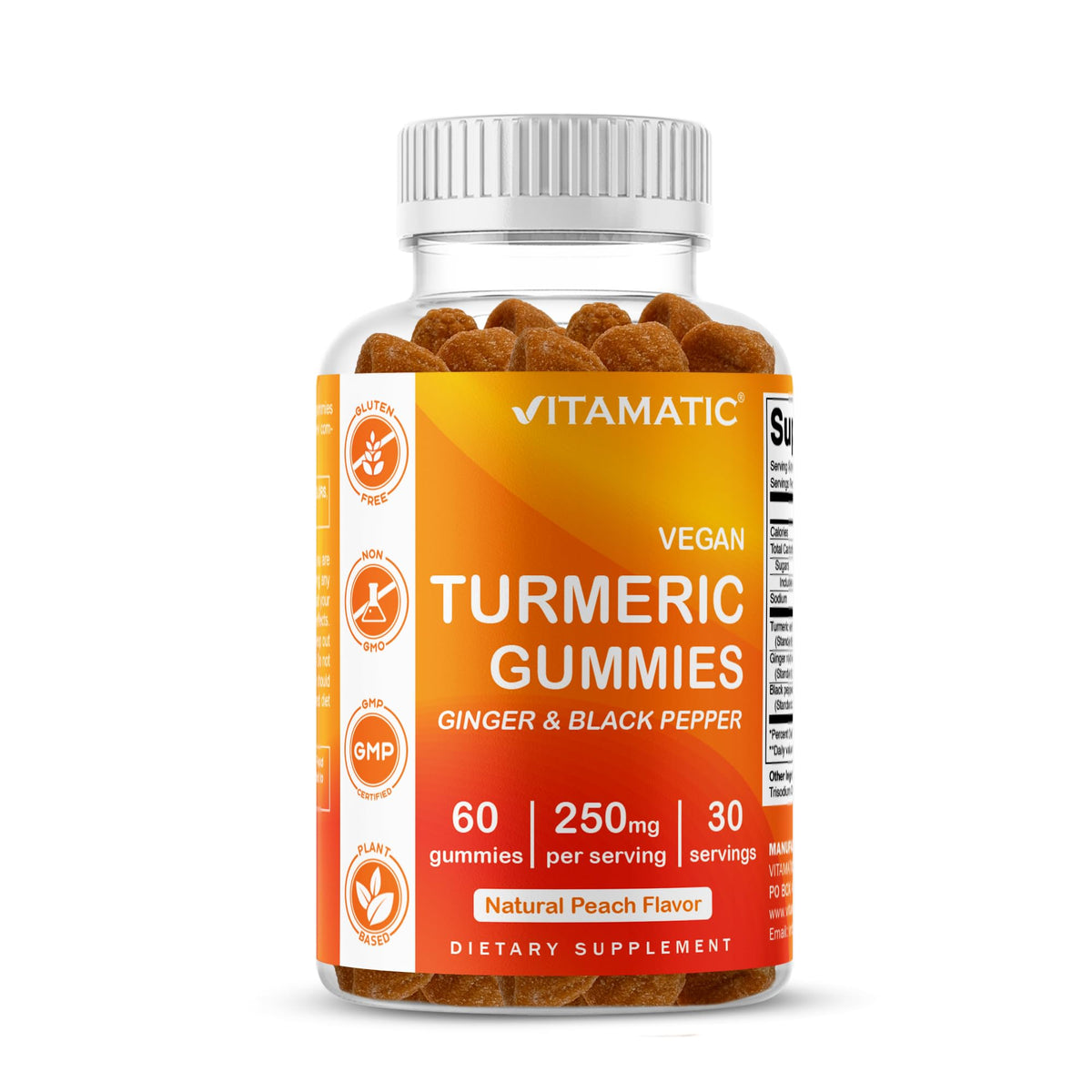 Vitamatic Vegan Turmeric Gummies with Ginger & Black Pepper - 60 Count