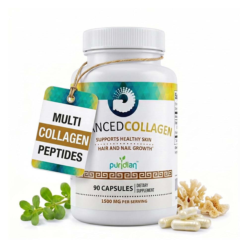 Puridian Collagen Peptides Capsules for Women - 90 Count
