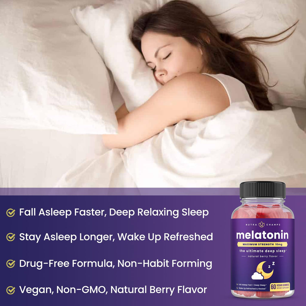 NutraChamps Melatonin Gummies for Adults Extra Strength