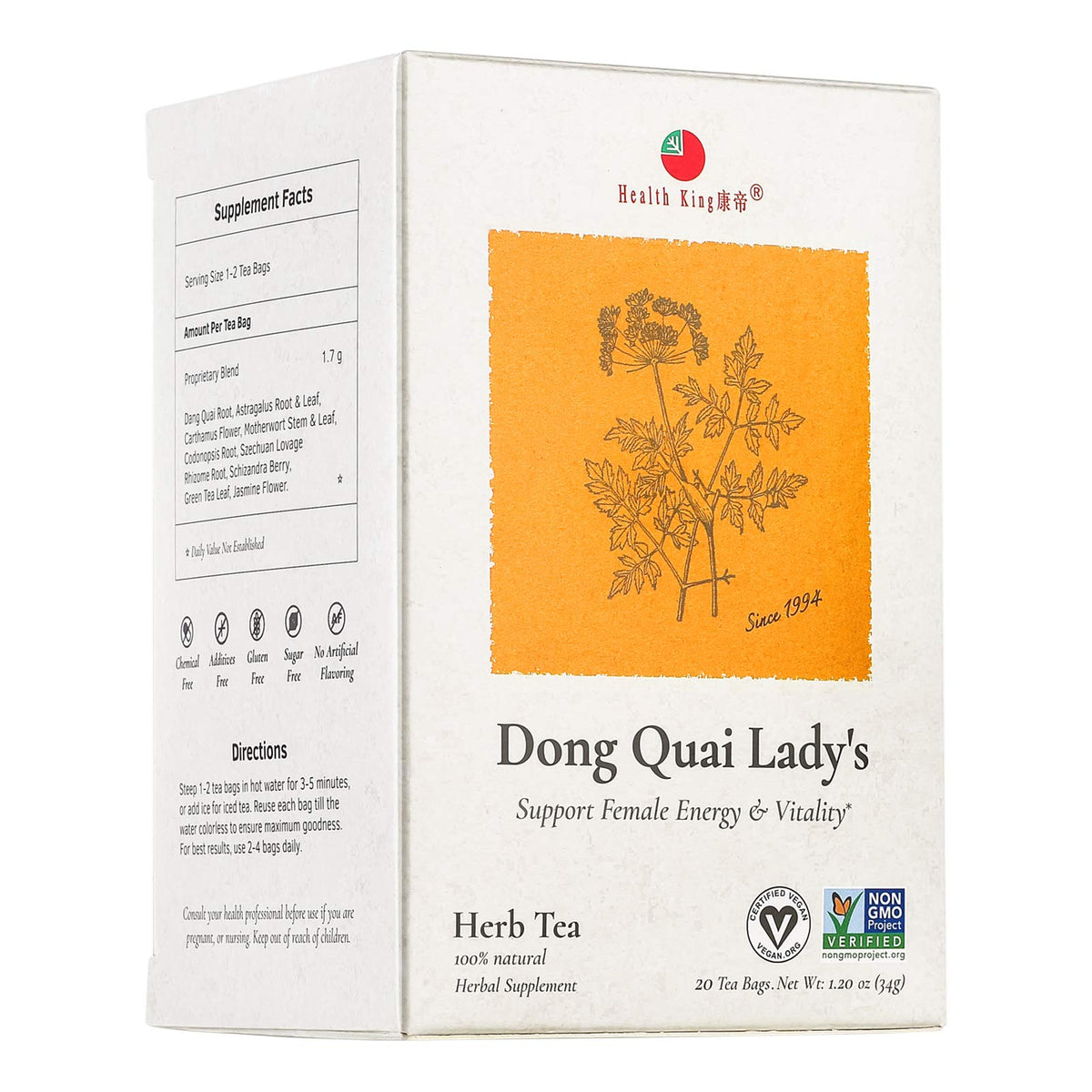 Health King Dong Quai Lady's Herb Tea - 20 Bags