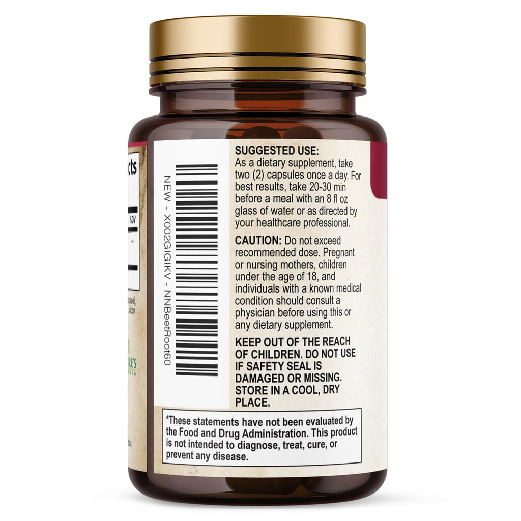 Nature's Nutrition Organic Beet Root Capsules - 1300mg Extra Strength