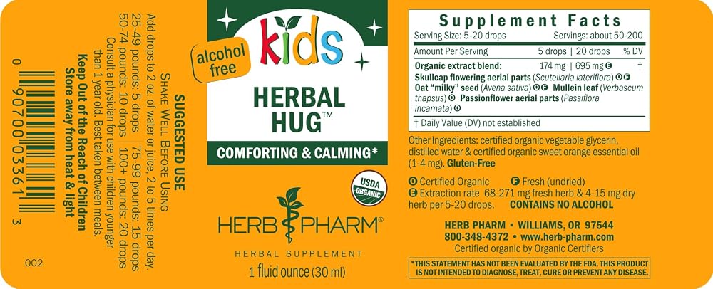 Herb Pharm Organic Kids Herbal Hug: Nervous System Support