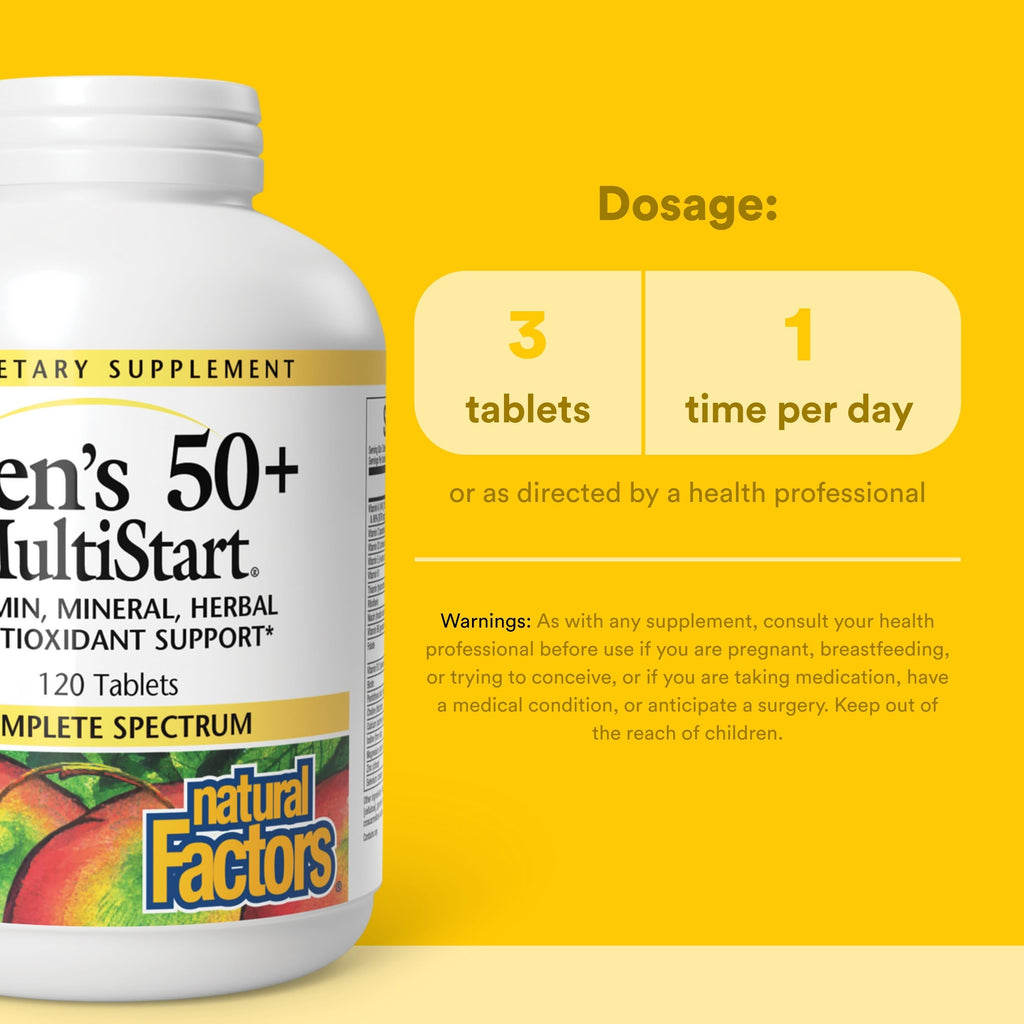 Natural Factors Men's 50+ MultiStart Daily Multivitamin - 120 Tablets - image 3