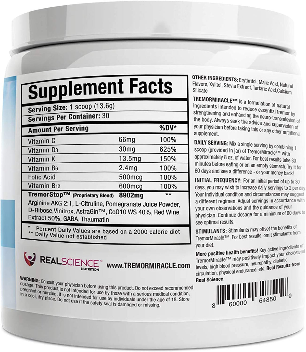 Real Science Nutrition Tremor Miracle - Essential Tremor Herbal