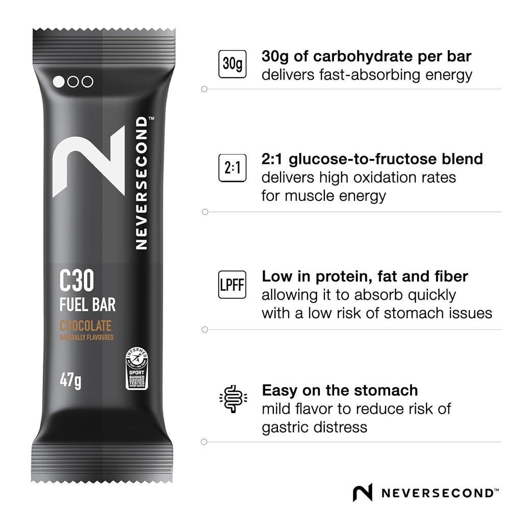 Neversecond C30 Fuel Bar, Fast-Absorbing Carbs