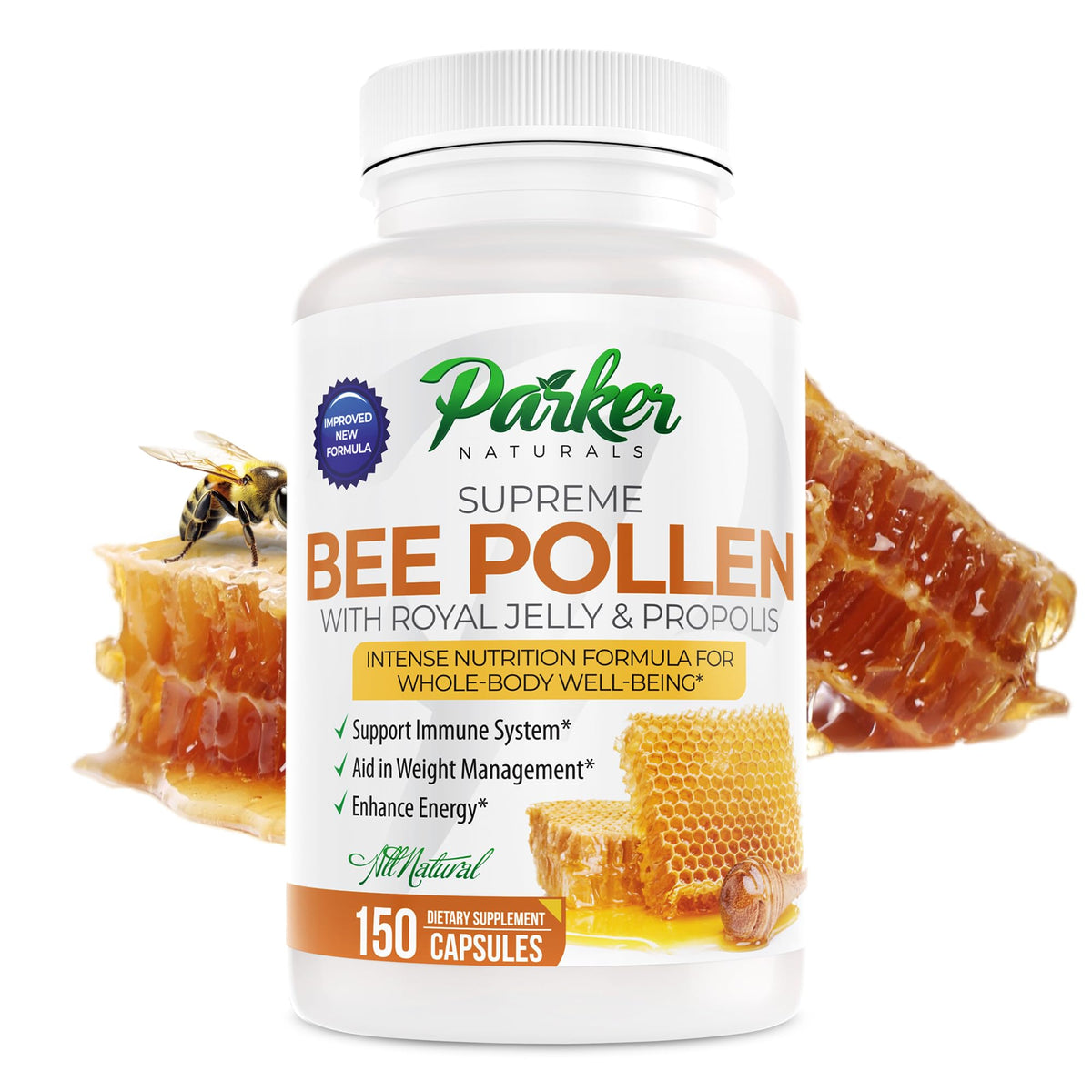 Parker Naturals Supreme Bee Pollen Capsules - 150 Count