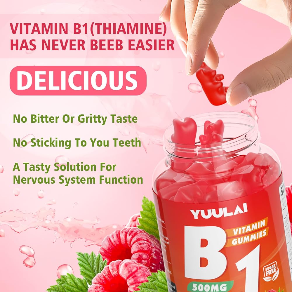 YUULAI Vitamin B1 Gummies 500mg for Adults & Kids